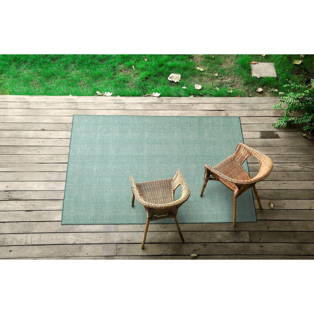 Kaleen Rugs Ziggy ZIG01-91 8&#39; x 10&#39; Teal and White Indoor/Outdoor Area Rug, , large