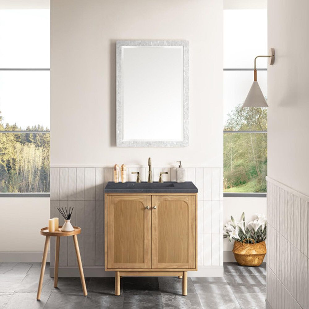 James Martin Vanities Laurent 30&quot; Single Bathroom Vanity in Light Natural Oak with 3 cm Charcoal Soapstone Quartz Top and Rectangular Sink, , large
