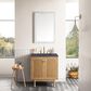 James Martin Vanities Laurent 30" Single Bathroom Vanity in Light Natural Oak with 3 cm Charcoal Soapstone Quartz Top and Rectangular Sink, , large