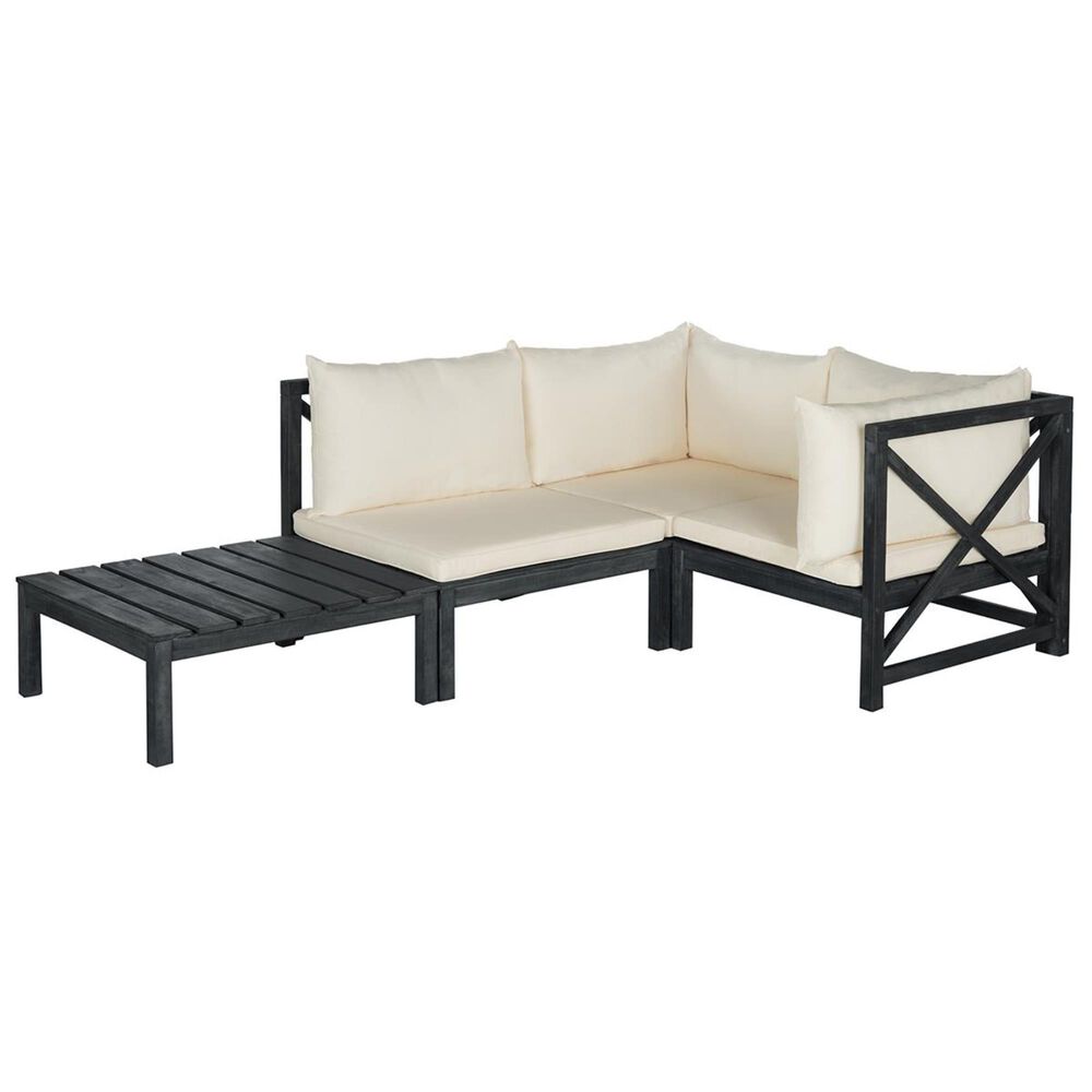 Safavieh Lynwood Outdoor Sectional in Dark Slate Grey and Beige, , large
