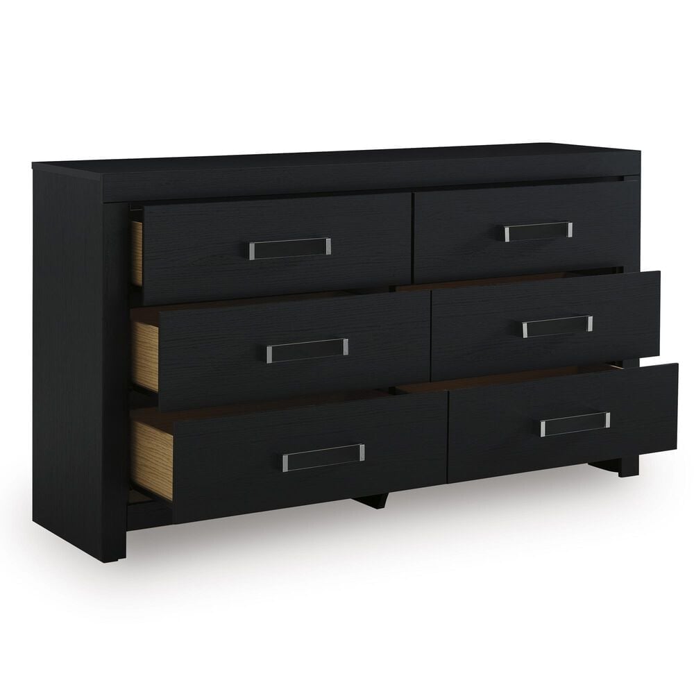 Ashley Maeling Queen LED Panel Bed with Dresser and Nightstand in Matte Black, , large