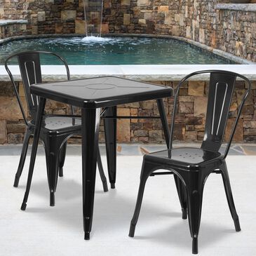 Flash Furniture 3-Piece Metal Table Set in Black, , large