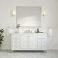 James Martin Vanities Chicago 60" Single Bathroom Vanity in Glossy White with 3 cm Arctic Fall Solid Surface Top and Rectangular Sink, , large