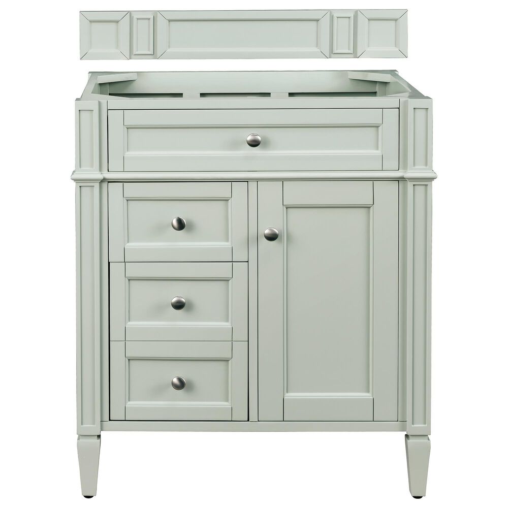 James Martin Vanities Brittany 30&quot; Single Bathroom Vanity in Sage Green with 3 cm Victorian Silver Quartz Top and Rectangular Sink, , large