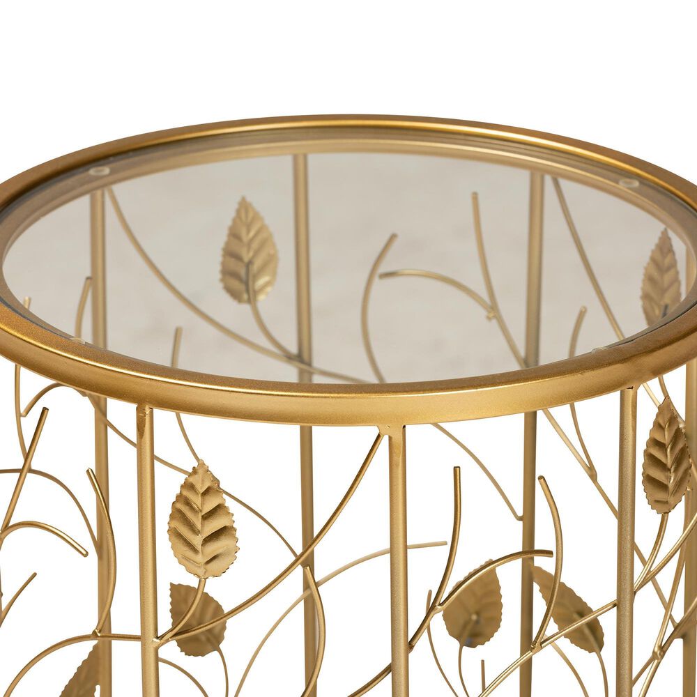 Baxton Studio Anaya End Table in Brushed Gold, , large