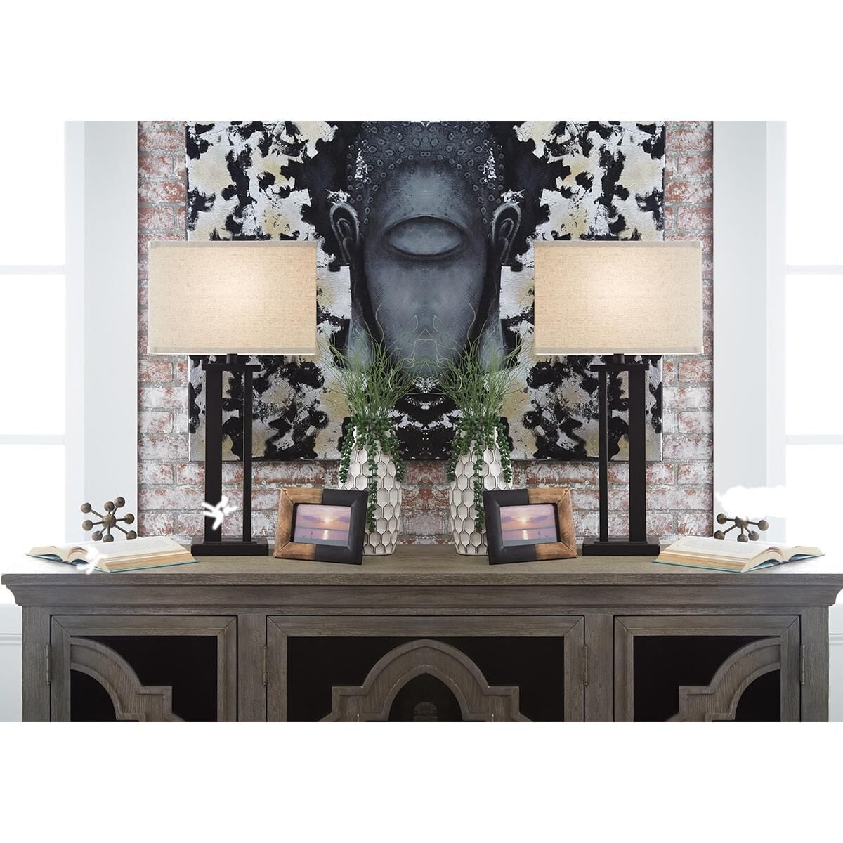 Ashley Aniela Metal Table Lamp in Bronze Finish Set of 2