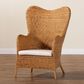 Baxton Studio Terra Arm Chair with Light Honey Rattan in White, , large