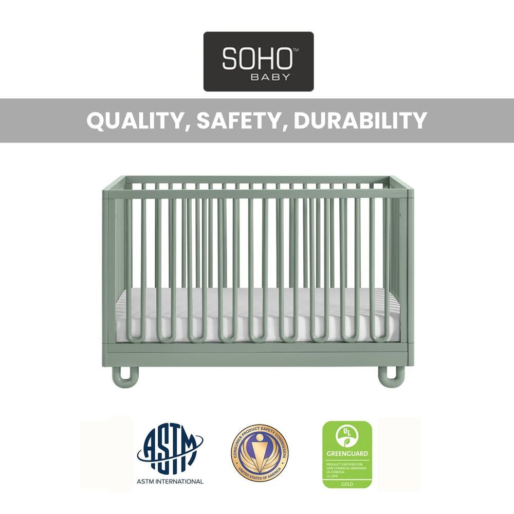 Oxford Baby Meridian 3-Piece Nursery Set with 3-in-1 Convertible Crib, Dresser and Changing Topper in Olive Green, , large