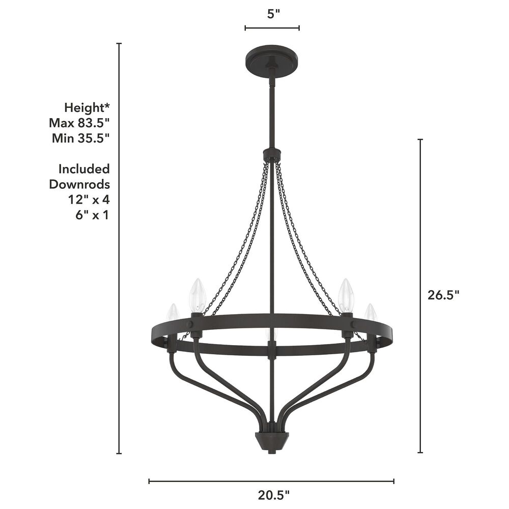 Hunter Merlin 5-Light Chandelier in Noble Bronze, , large