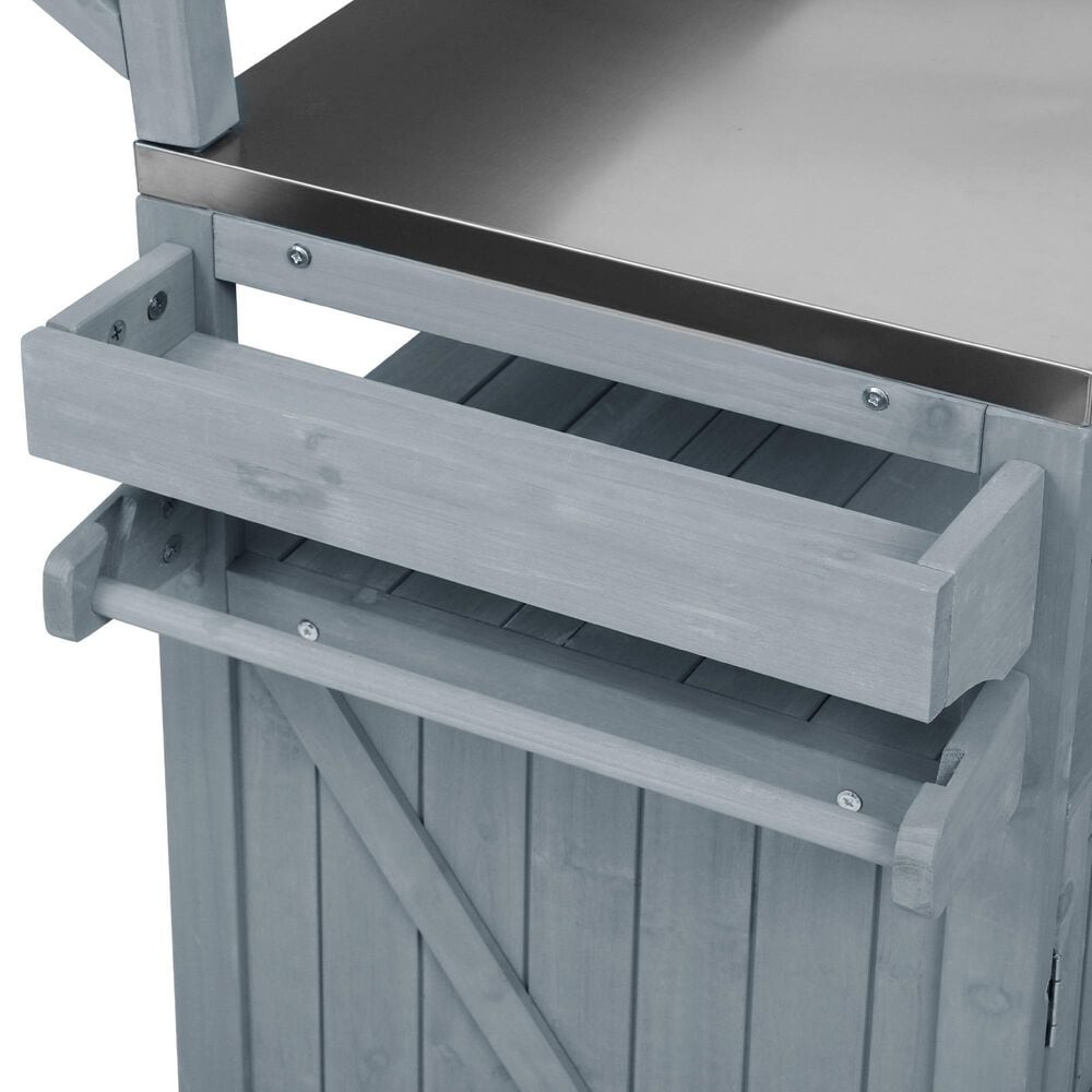 HOMLUX 53" Outdoor Kitchen Island in Grey Blue and Stainless Steel, , large