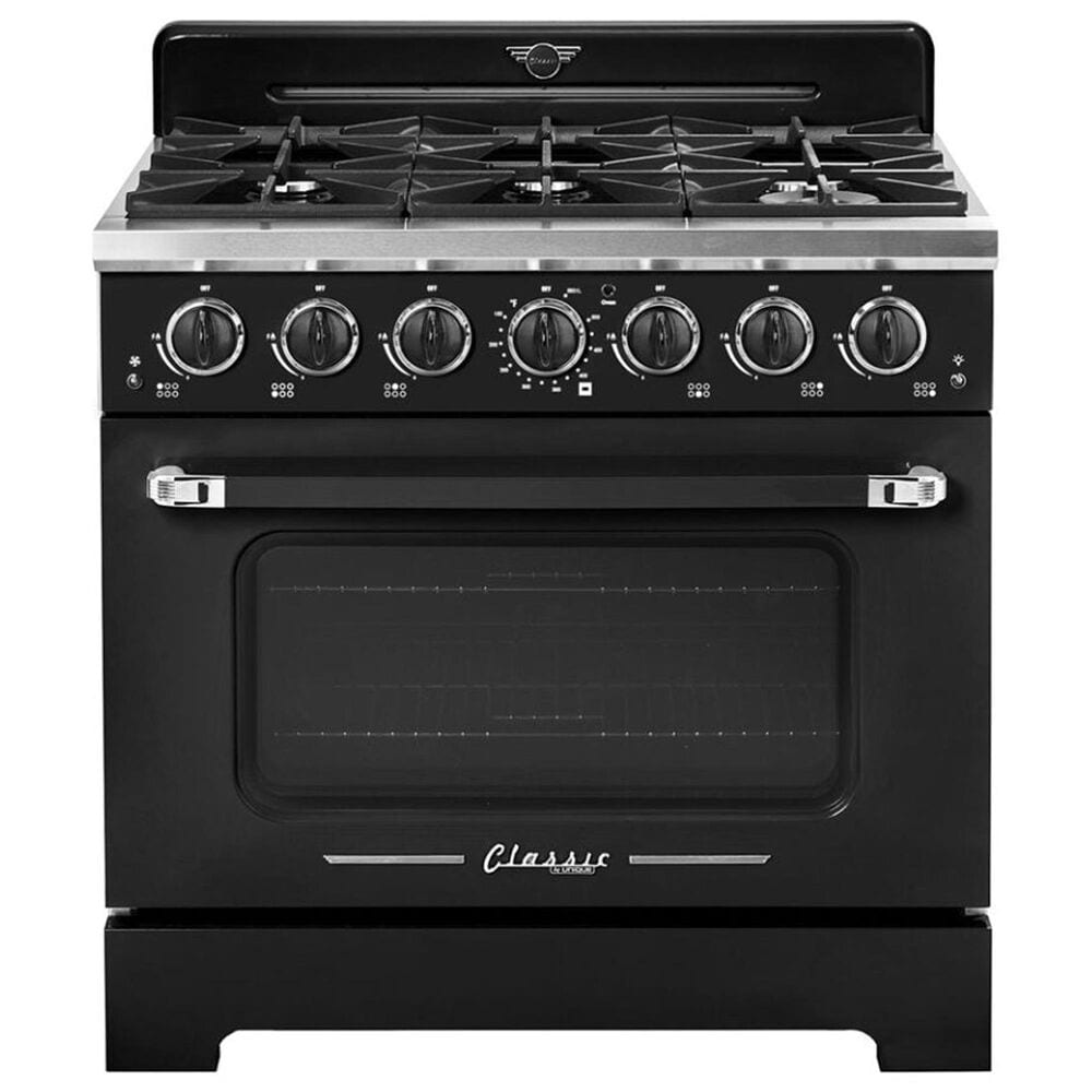 Unique Appliances Classic Retro 36" Pro Convection Gas Range in Midnight Black, , large