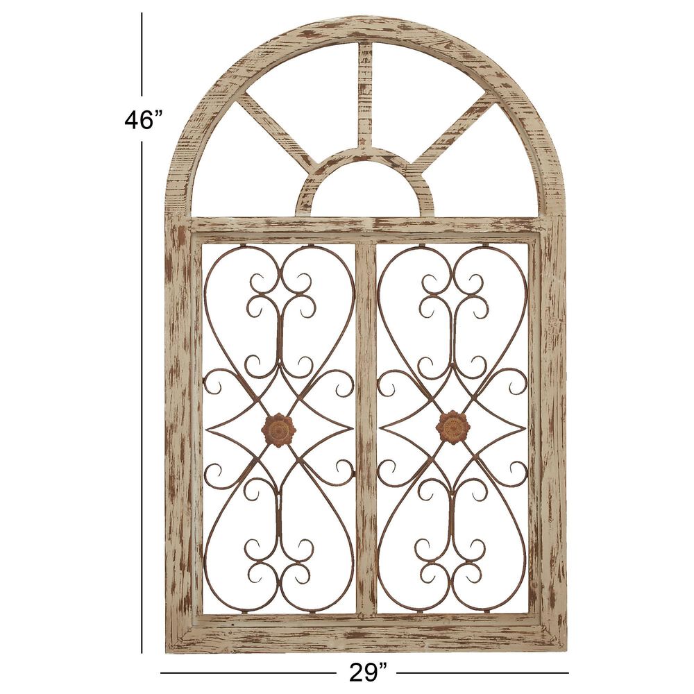 Maple and Jade 45&quot; x 28&quot; Wall Decor in Distressed White and Brown, , large