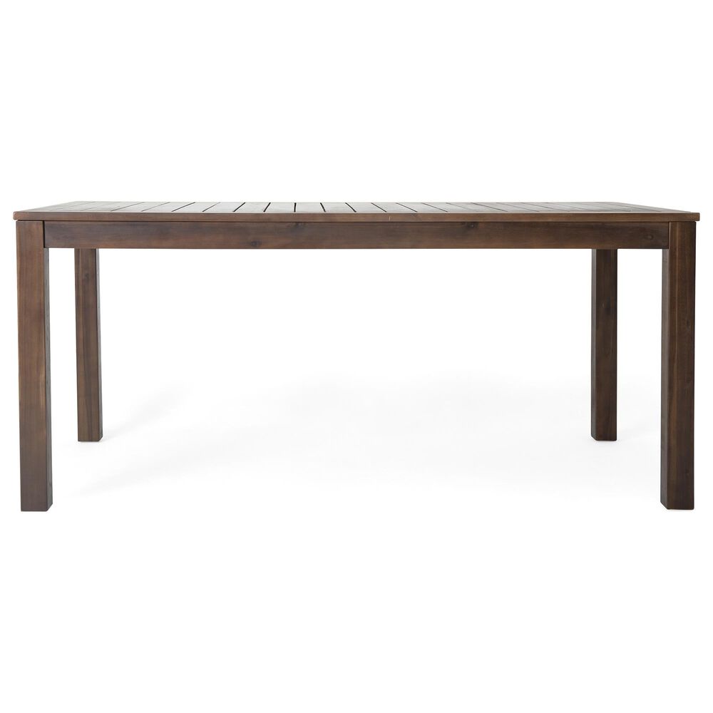 Hearth and Haven Outdoor 69 Inch Acacia Wood Dining Table with Square Legs in Dark Brown, , large