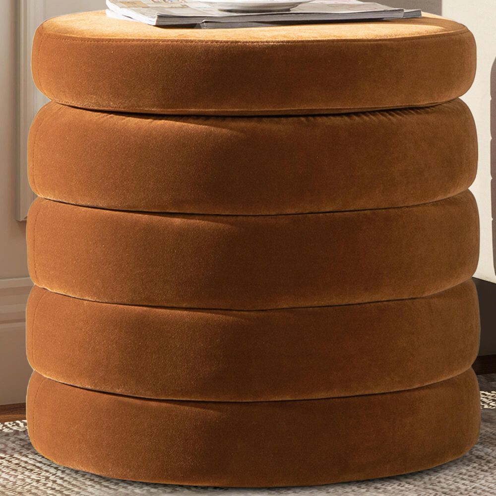 Jennifer Taylor Home Fuji Storage Ottoman in Burnt Orange, , large
