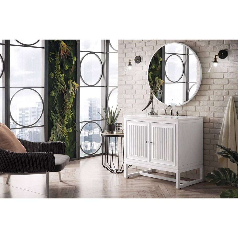 James Martin Vanities Athens 36&quot; Single Vanity Base in Bright White, , large