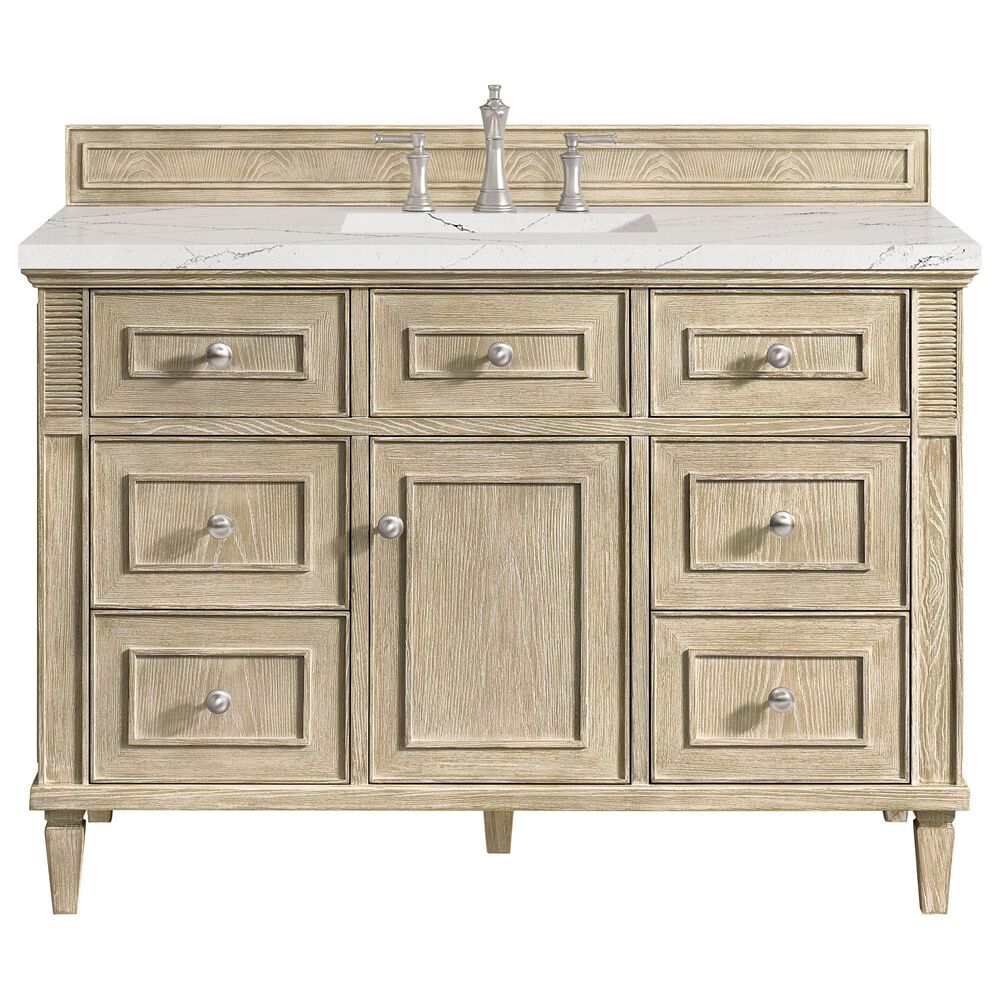 James Martin Vanities Lorelai 48&quot; Single Vanity with Whitewashed Oak with 3 cm Ethereal Noctis Quartz Top, , large
