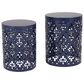 Hearth and Haven Outdoor Side Table with Floral Pattern in Navy Blue (Set of 2), , large