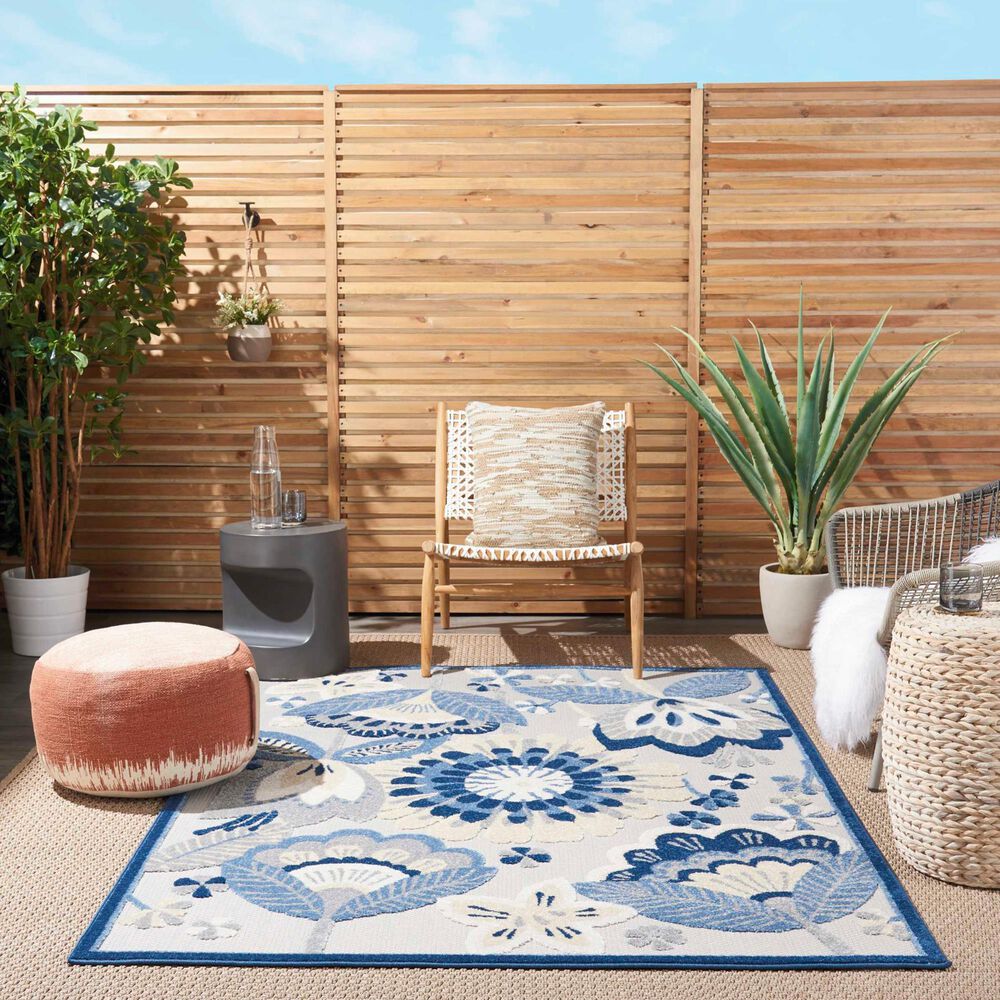 Nourison Aloha ALH25 12&#39; x 15&#39; Blue and Grey Indoor/Outdoor Area Rug, , large