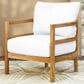 Hearth and Haven Outdoor Patio Club Chair with Cream White Cushion in Light Teak, , large