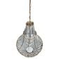 Creative Coop Laurel Draped Wood Bead Chandelier with Brushed Gold and Faded Blue Shade, , large