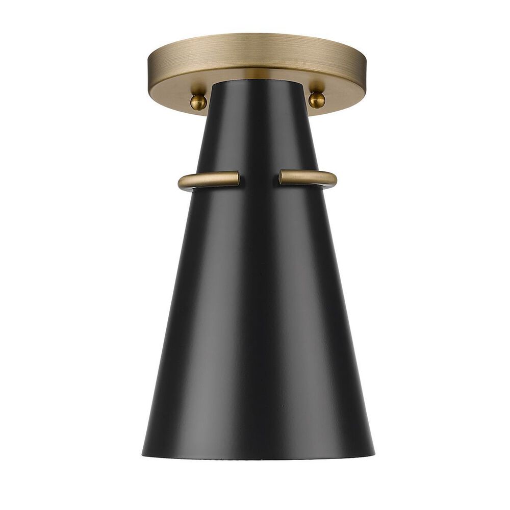 Golden Lighting Reeva 7&quot; Wall Sconce with Matte Black Shade in Modern Brass, , large