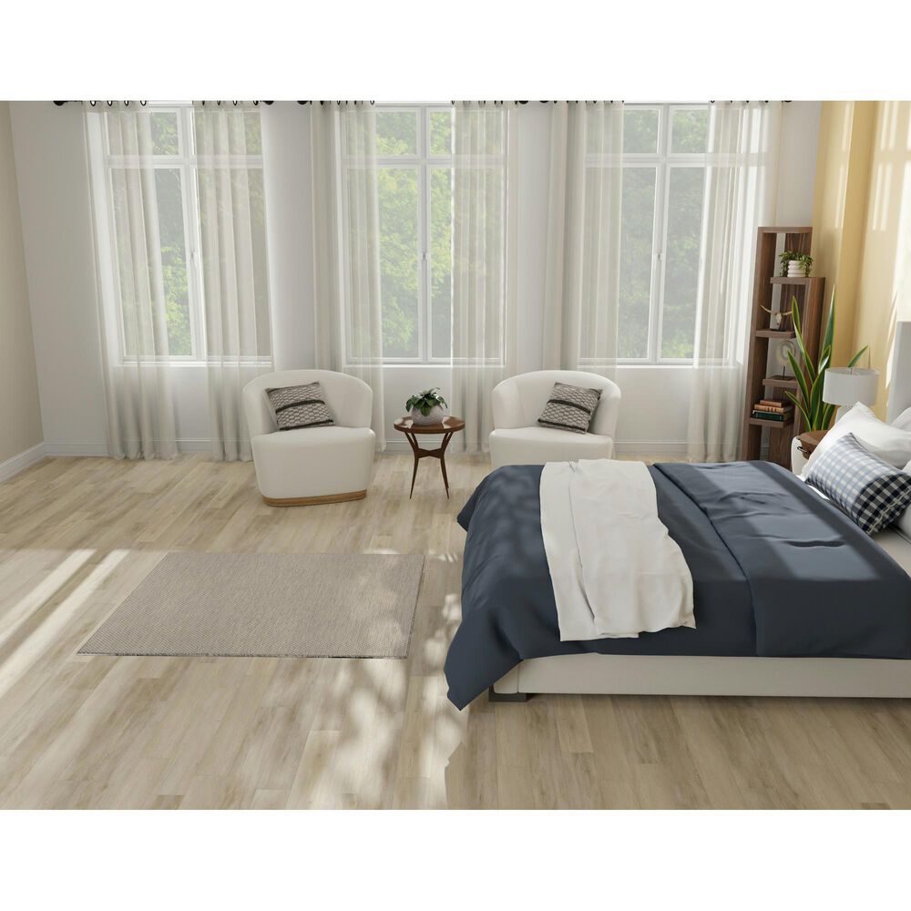 Nourison Courtyard Ivory and Silver 4&#39; Square Indoor/Outdoor Area Rug, , large
