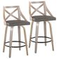 LumiSource Charlotte Swivel Counter Stool with Grey Faux Leather Upholstery in Light Grey and Black (Set of 2), , large
