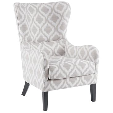 Hampton Park Arianna Swoop Wing Chair in Grey and White, , large