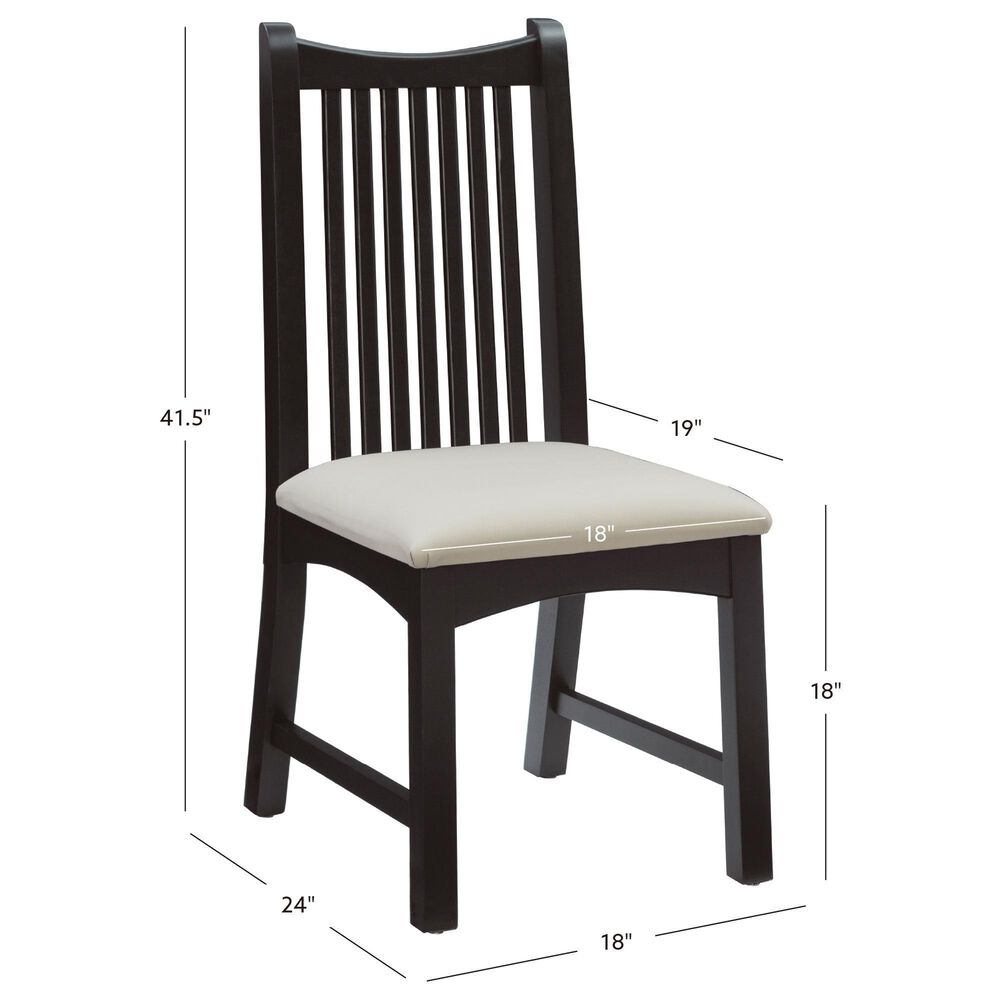 Linon Home Decor Bonnie Side Chair with Light Grey Faux Leather Cushion in Black (Set of 2), , large