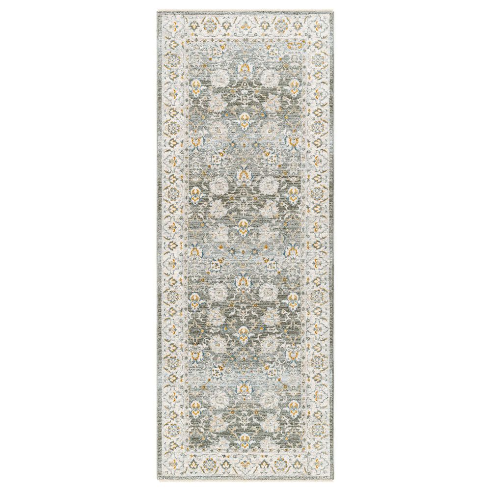 Surya Dresden Deep Teal, Taupe, Dusty Sage, Off-White, Light Gray, Mustard and Olive 2'7" x 7'3" Runner, , large