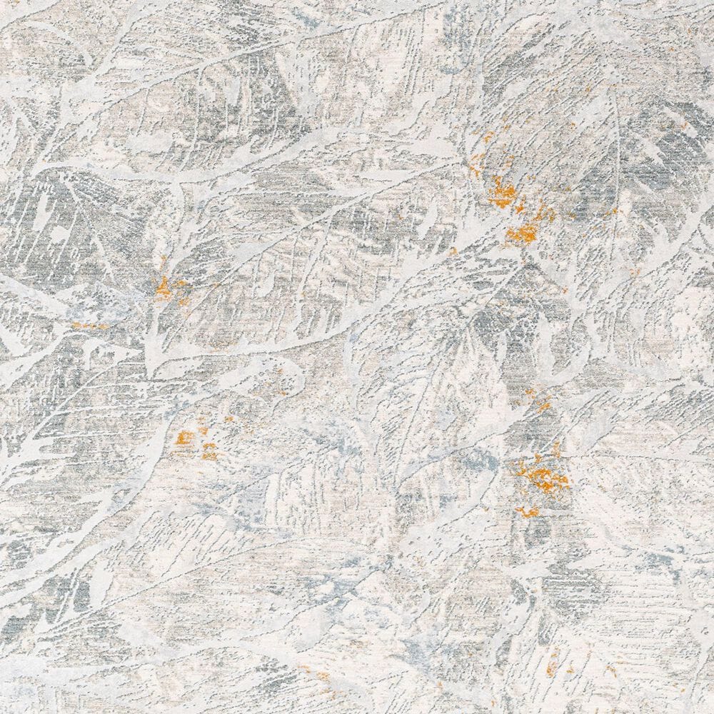 Surya Dresden DRE-2317 White, Medium Gray, Light Slate, Gray, Denim and Mustard 6&#39;7&quot; Round Area Rug, , large