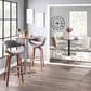 LumiSource Curvini 30" Swivel Barstool with Grey Upholstery in Walnut and Chrome (Set of 2), , large