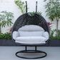 Leisuremod Mendoza Patio 2-Seat Hanging Egg Swing Chair with Light Grey Cushion in Charcoal, , large