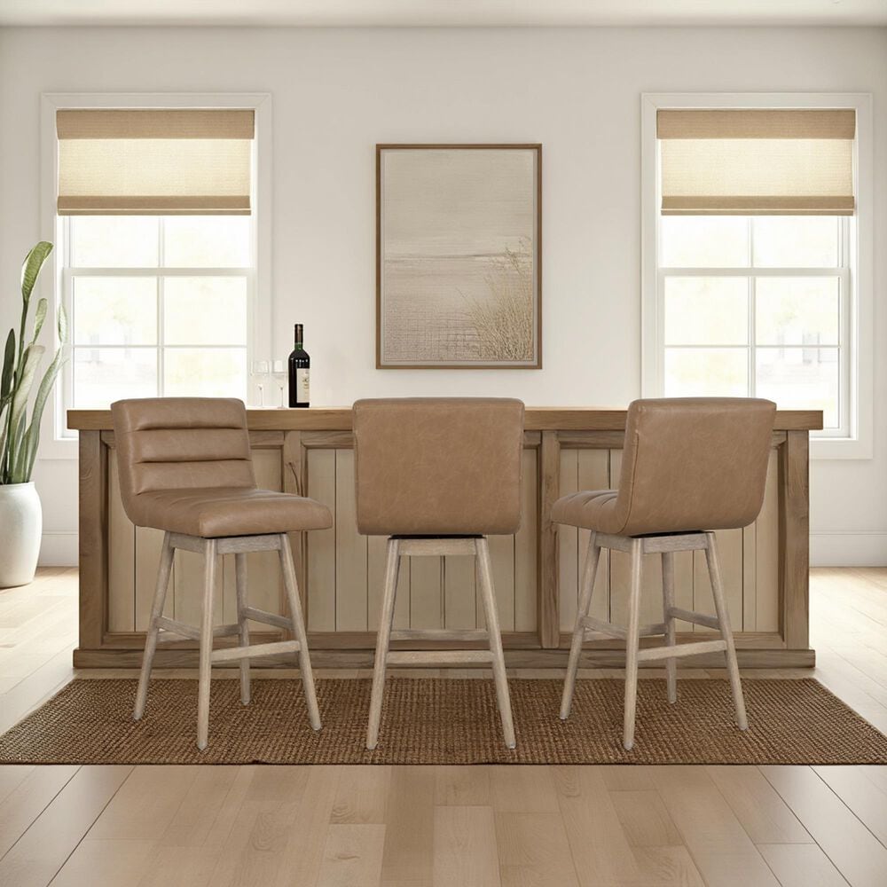 Armen Living Elias 30" Swivel Bar Stool in Washed Wood, , large