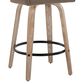 LumiSource Hannah Swivel Counter Stool with Brown Faux Leather Upholstery in Whitewashed and Black (Set of 2), , large