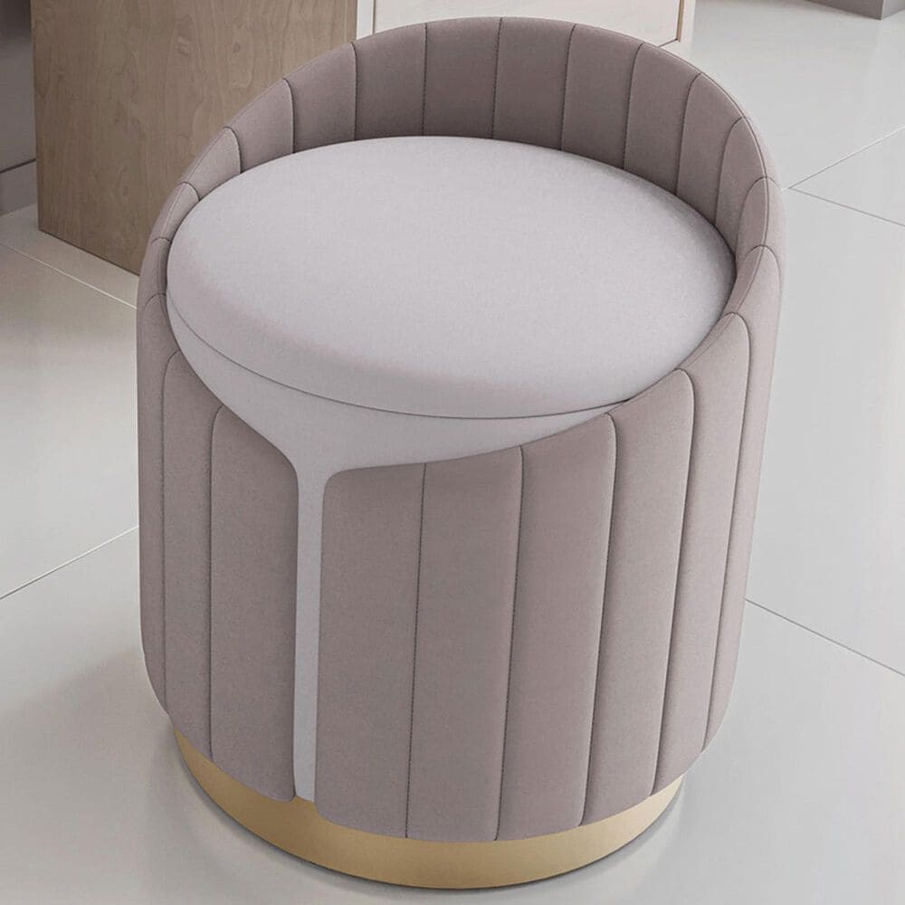 Rta Products Plush Storage Ottoman in Taupe, , large