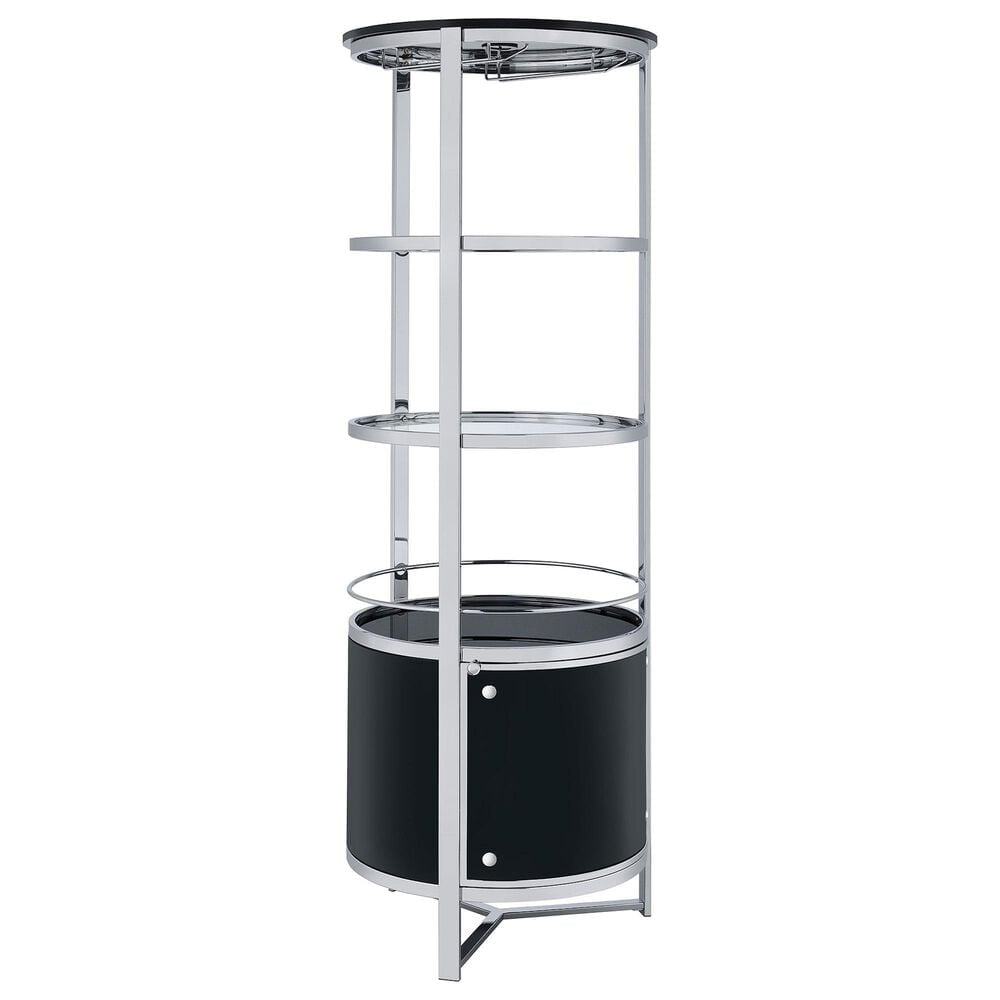 Mayberry Hill Lalia Wine Cabinet in Black and Chrome, , large