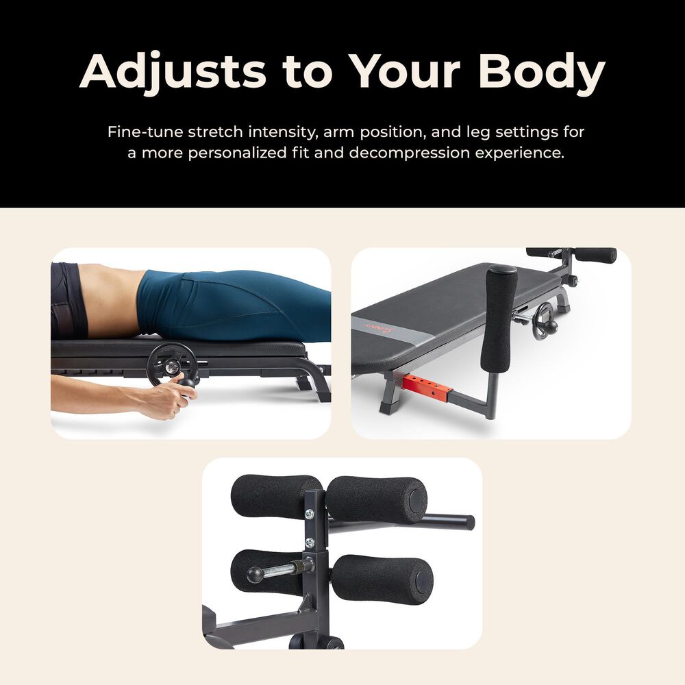 Sunny Health &amp; Fitness Adjustable Stretch and Decompression Table in Black, , large