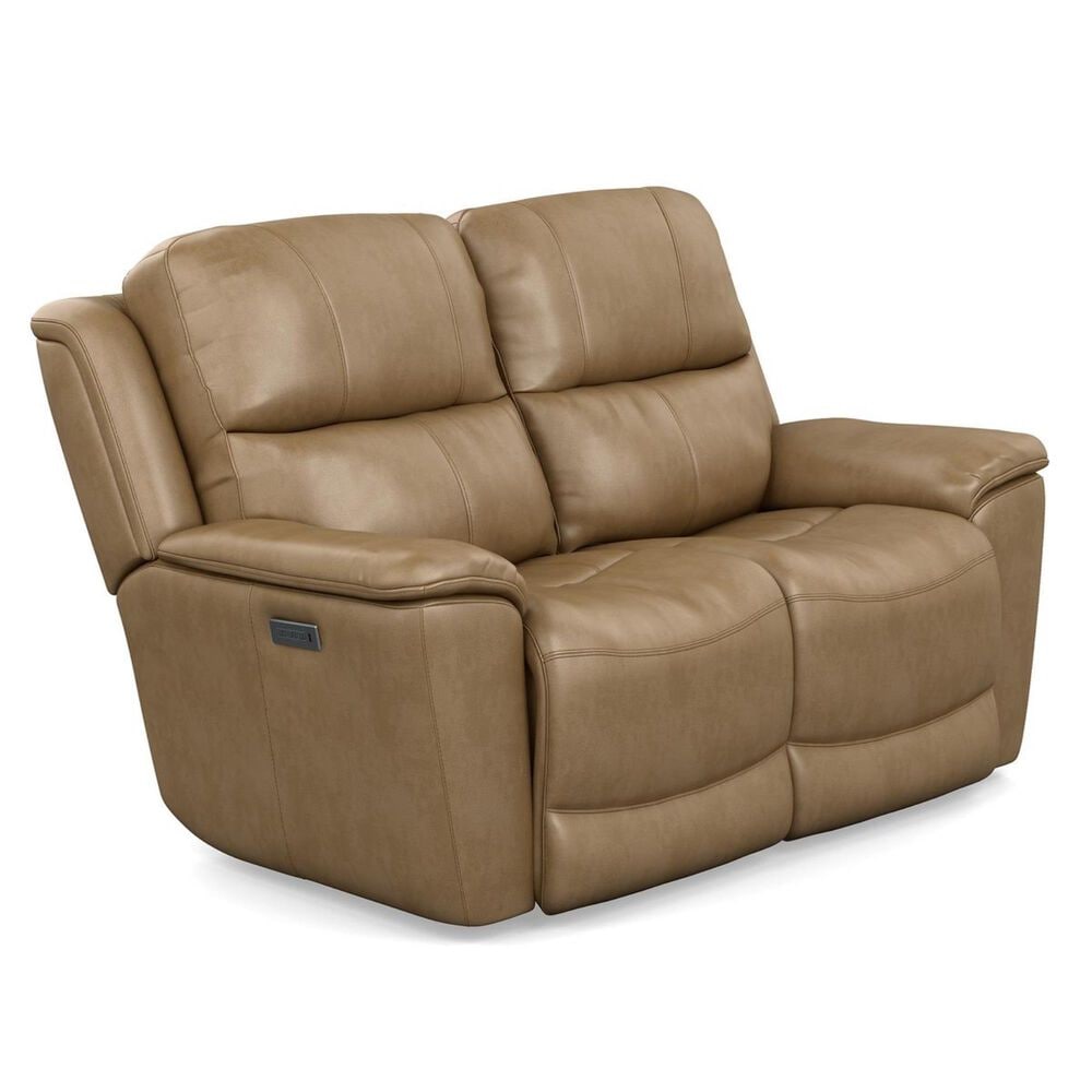 Flexsteel Cade Leather Power Reclining Loveseat with Headrest in Sand, , large