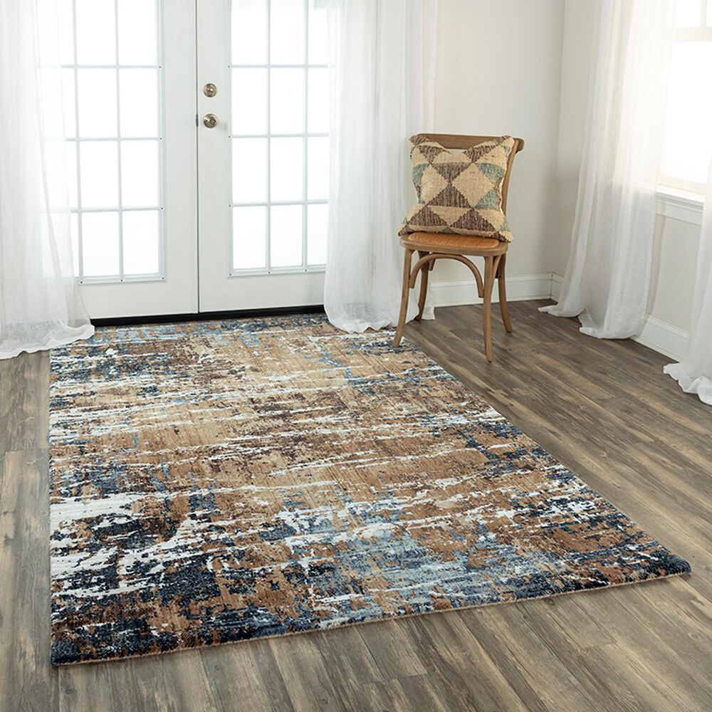 RIZZY Elite 10&#39; x 13&#39; Brown, Grey and Denim Area Rug, , large