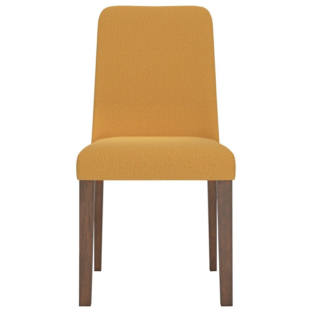 Ashley Lyncott Side Chair with Mustard Yellow Cushion in Brown, , large