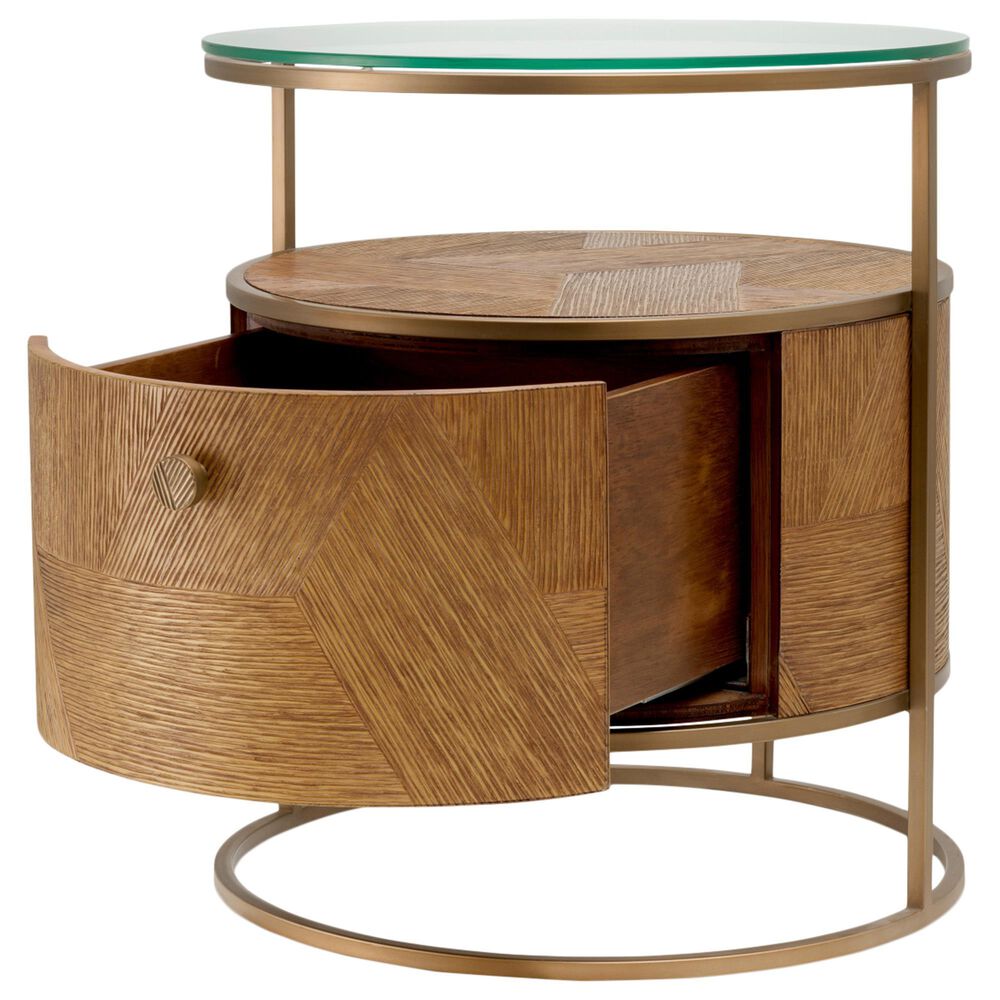 Eichholtz Velutto 1 Drawer Nightstand in Caramel and Brushed Brass, , large