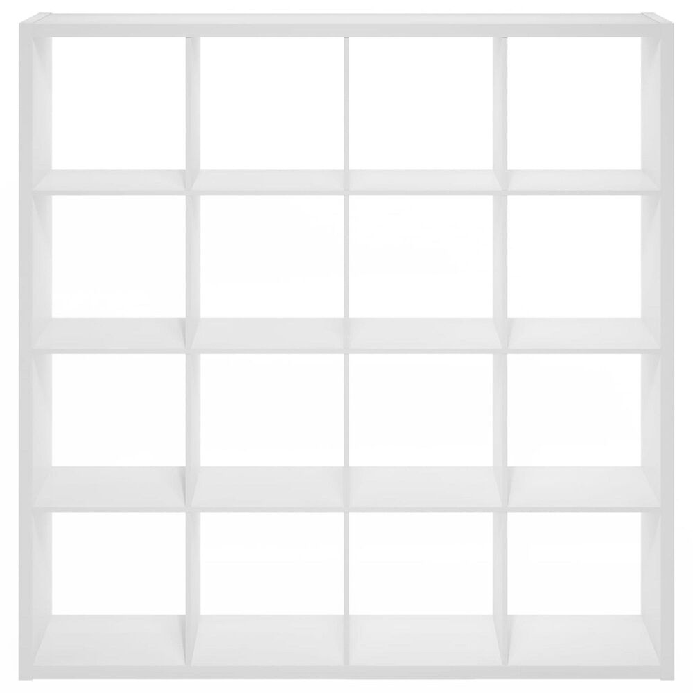 HOMLUX 16-Cube Reversible Open Back Bookshelf in White, , large