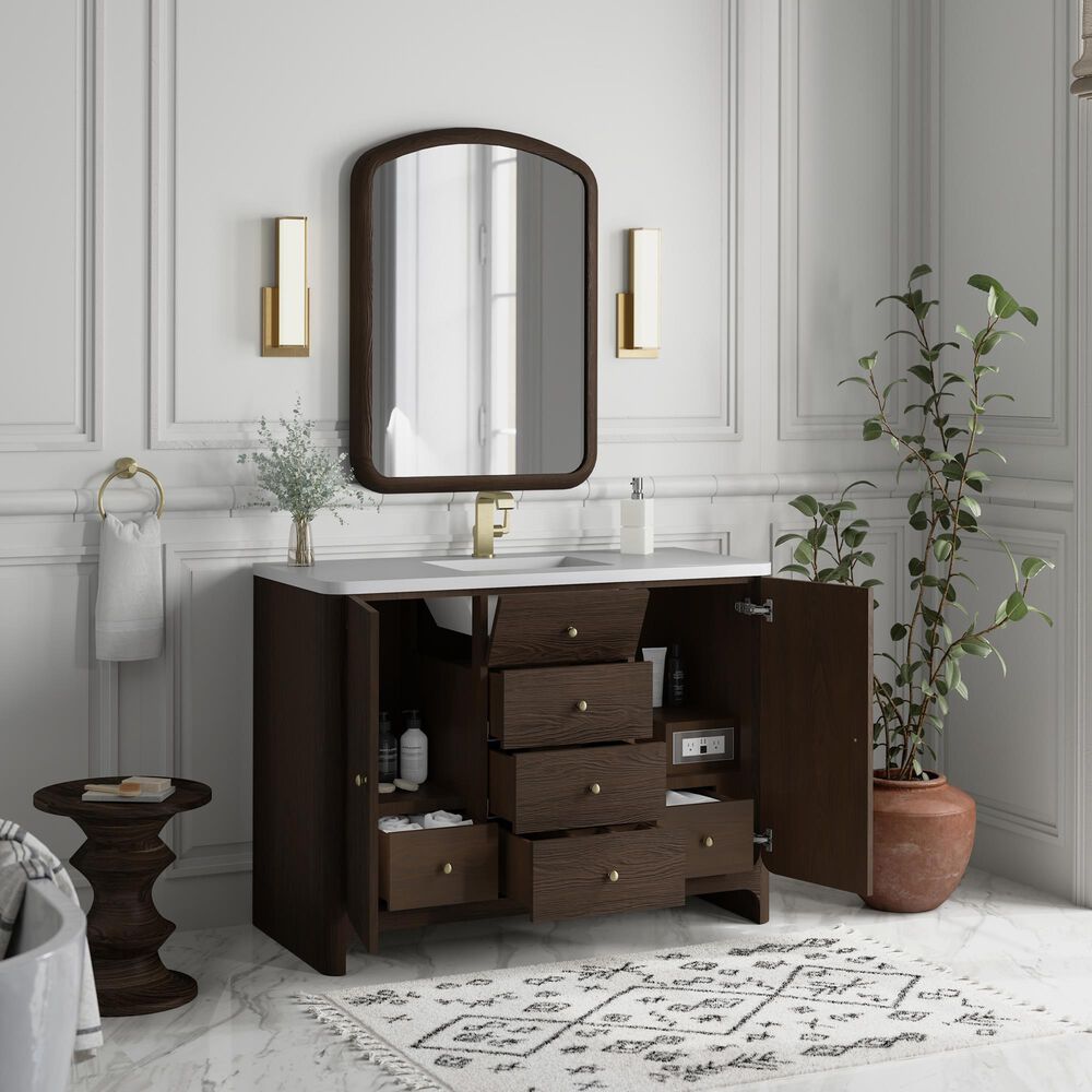 James Martin Vanities Gracyn 48&quot; Single Bathroom Vanity in Sable with 3 cm White Zeus Quartz Top and Rectangular Sink, , large
