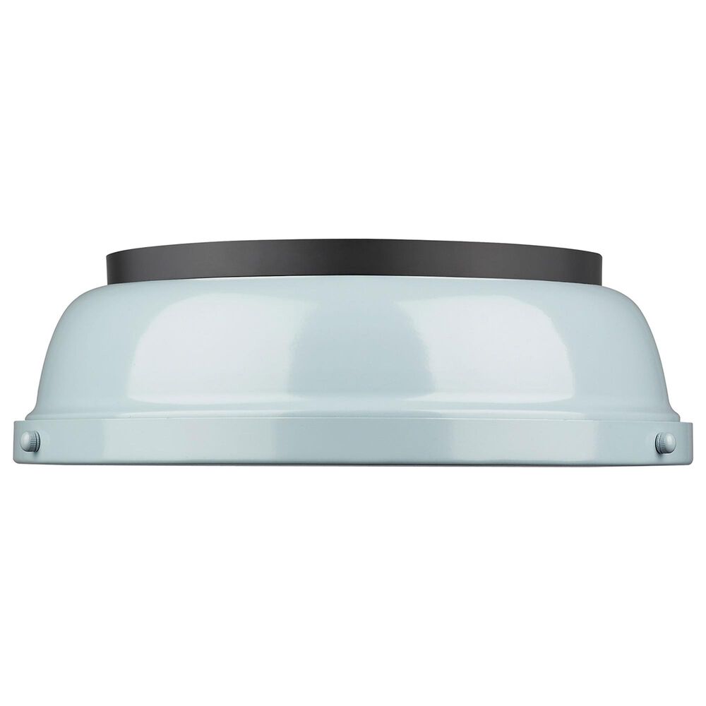 Golden Lighting Duncan 14&quot; Flush Mount in Matte Black and Light Blue, , large