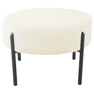 Kinfine HomePop Sherpa Ottoman in Cream, , large