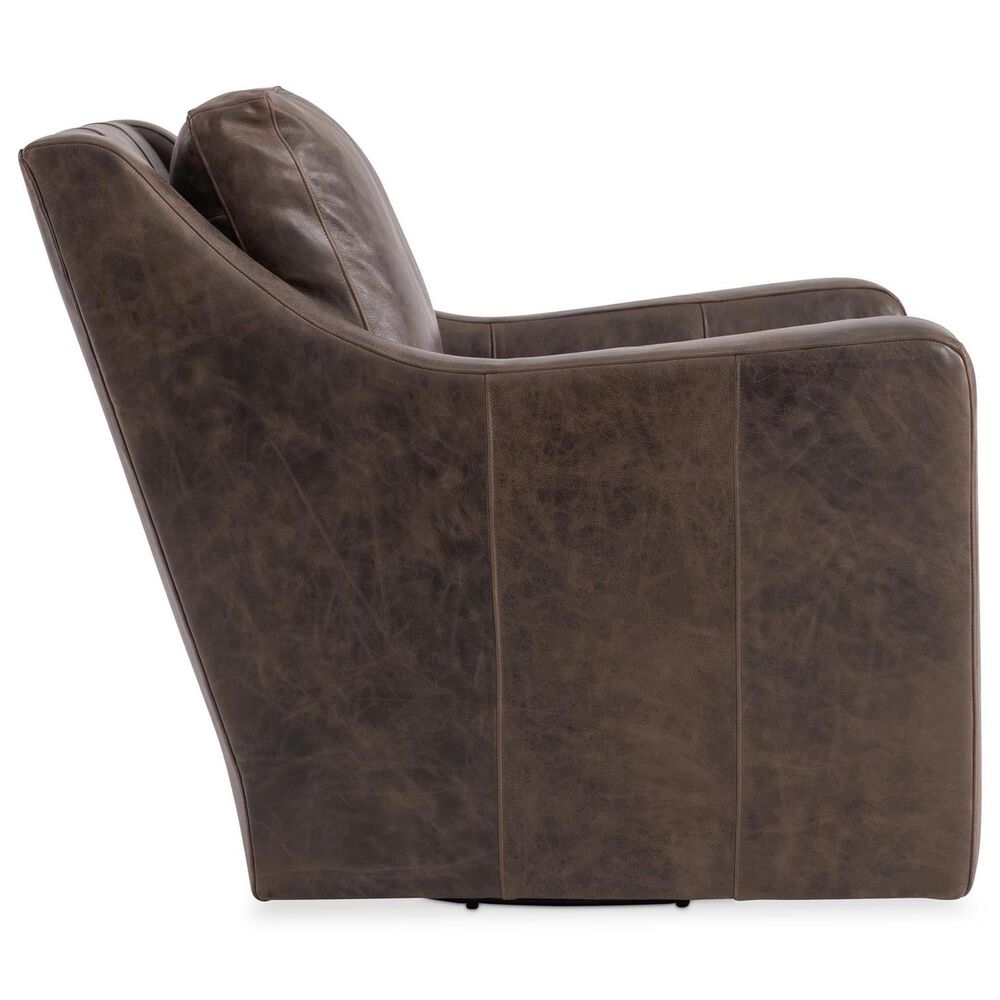 Bernhardt Ventura Leather Swivel Chair in Brown, , large
