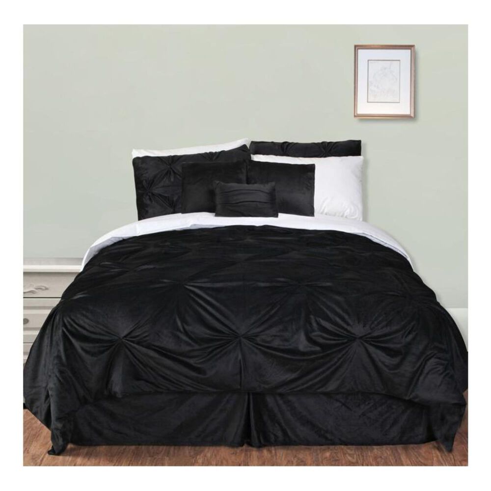 Epoch Hometex Hudson Street Full Pintuck Plush Comforter Set in Black, , large