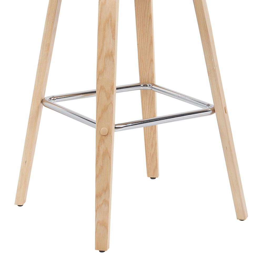 Armen Living Vienna Swivel Bar Height Stool with Snow White Upholstery in Patterned Oak, , large
