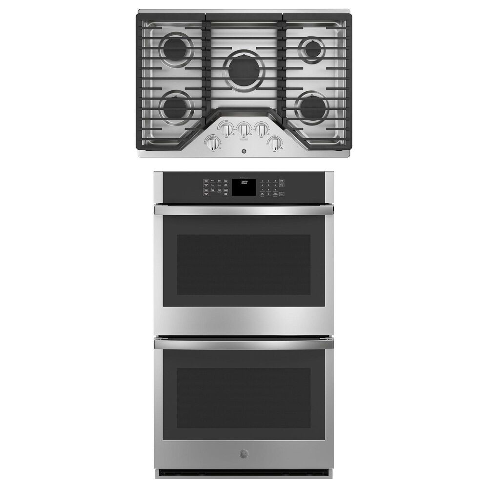 GE Appliances 2-Piece Kitchen Package with 30" Double Wall Oven and Gas Cooktop in Stainless Steel, , large